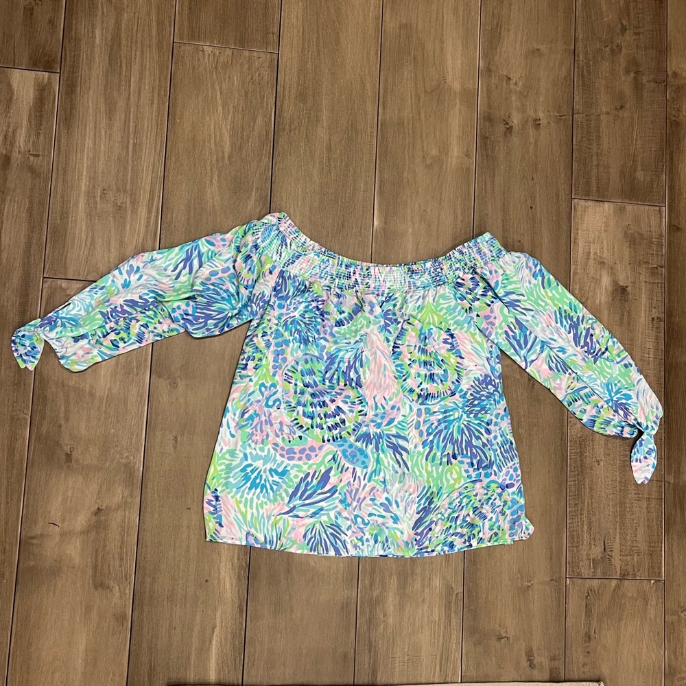 Lilly Pulitzer- Colorful Off-the-Shoulder Blouse